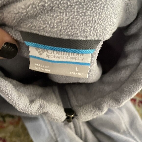 Columbia Fleece Jacket Youth LARGE Full Zip Size Long Sleeve Pockets Light Gray - Picture 3 of 9
